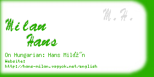 milan hans business card